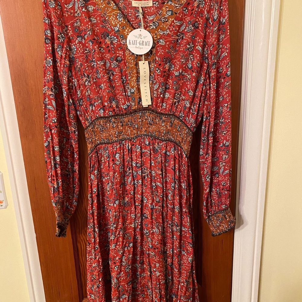 Bohemian Boho Floral Long Sleeve Maxi Dress